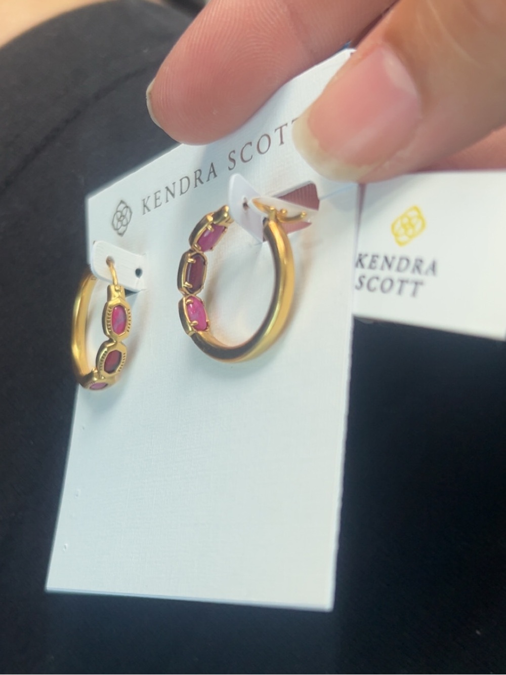 Kendra Scott Gold Hoops with Pink Gem Accents